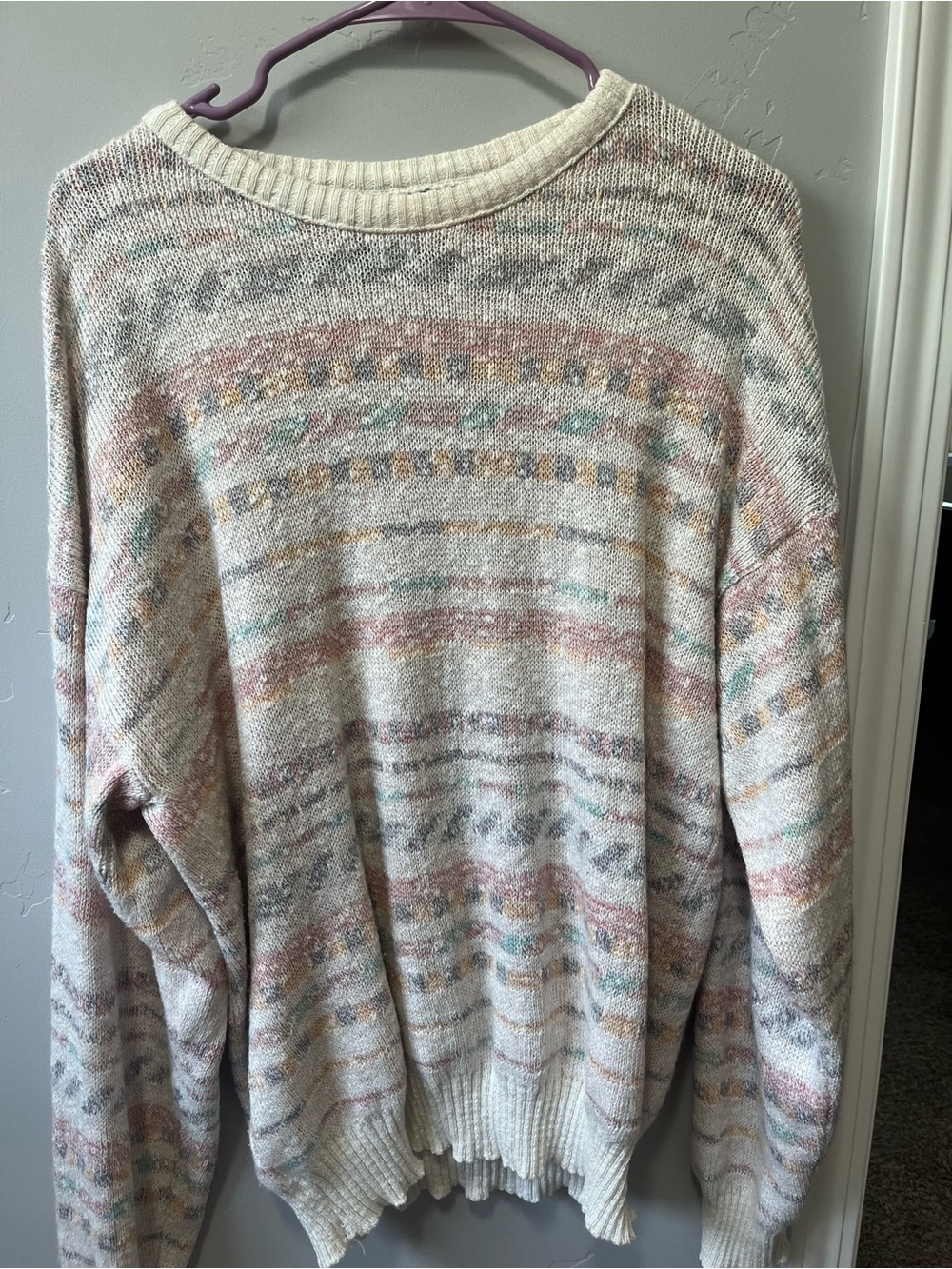 Cambio Italy Women’s Cream Multi-Color Patterned Pullover Sweater XL